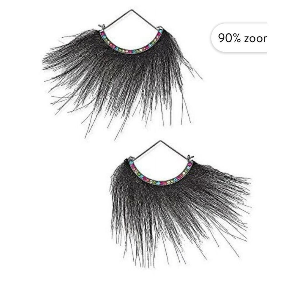 Betsey johnson x trolls htf fur/hair hoop creatures magic  chandelier pave earri